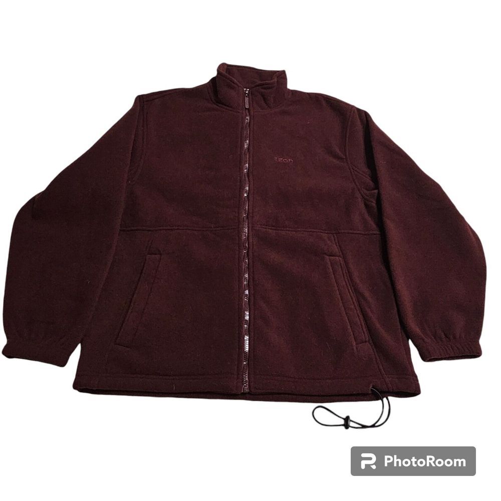 Izod Long Sleeve Fleece Jacket Maroon Men's Size M (369877) Burgundy‎ Red Coat